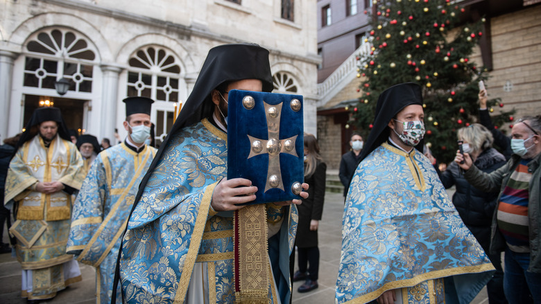 Eastern Orthodox priest in procession