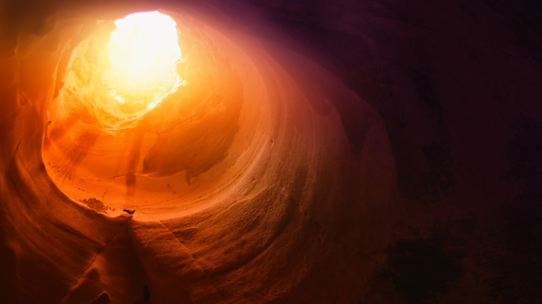 light shining into a cave