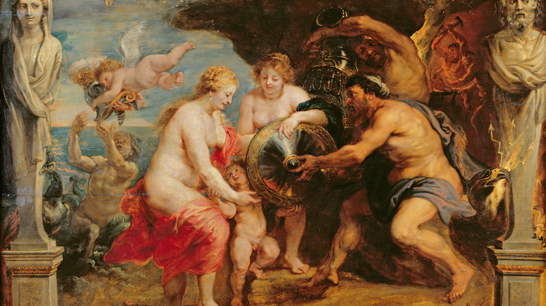 Hephaestus presents the Shield of Achilles