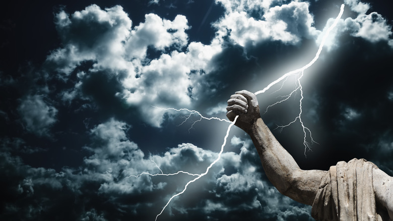 Zeus' hand with lightning bolt