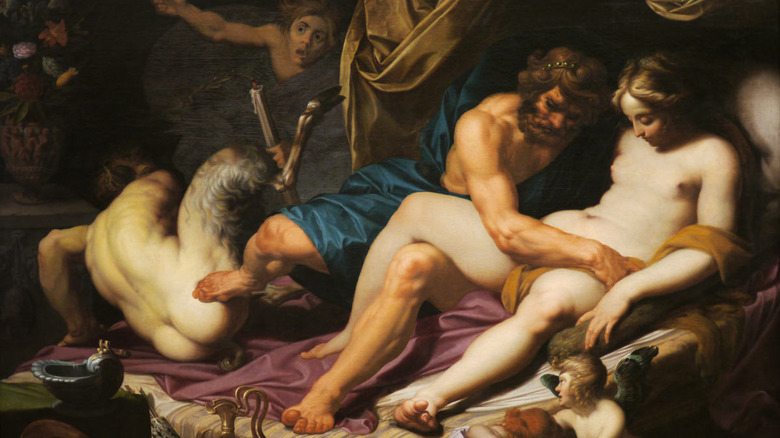 Herakles woman bed painting