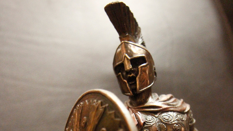 Bronze Achilles warrior helmet and shield