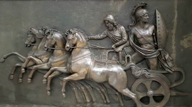 Achilles on a chariot relief