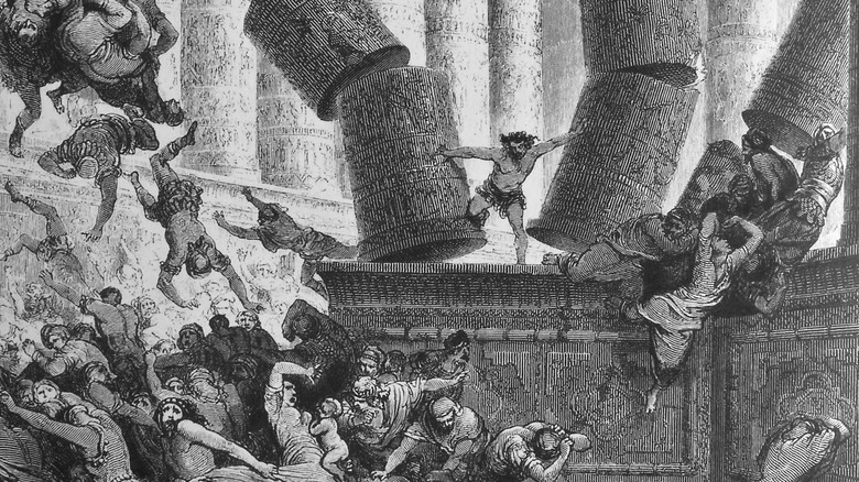Samson pillars Philistine temple illustration