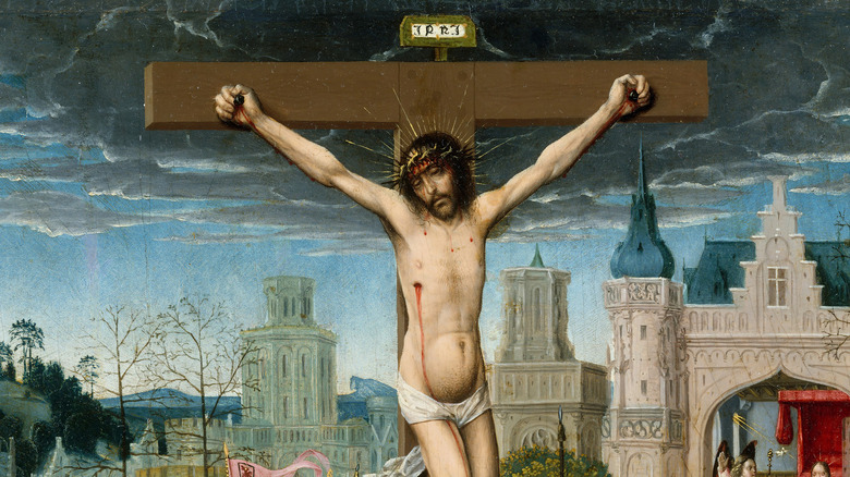 painting of christ on a cross