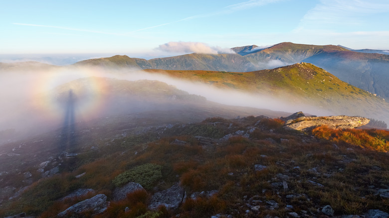 Figure in mist on mountain