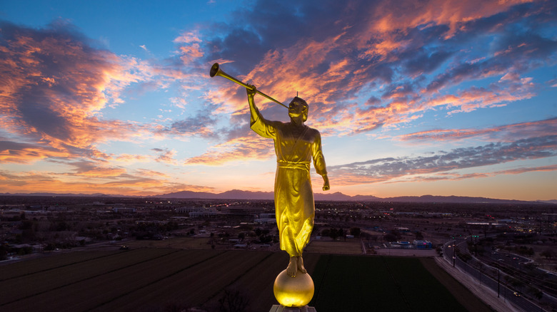 Angel Moroni at sunset