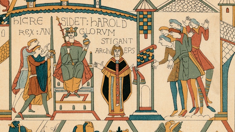 King Harold II's coronation in The Bayeux Tapestry