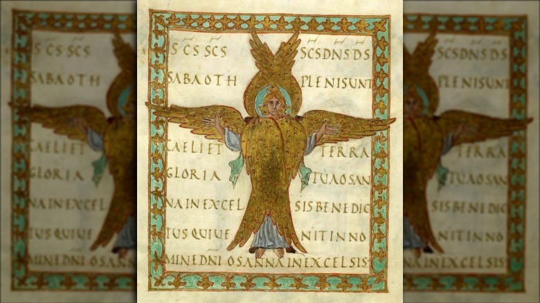 medieval illumination of seraph angel