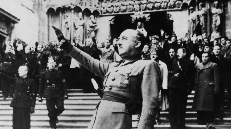 Francisco Franco giving a Nazi salute