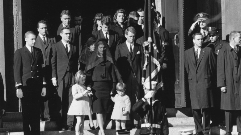 Jackie and Bobby Kennedy at the funeral of John F. Kennedy