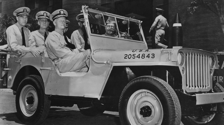 American soldiers on jeep