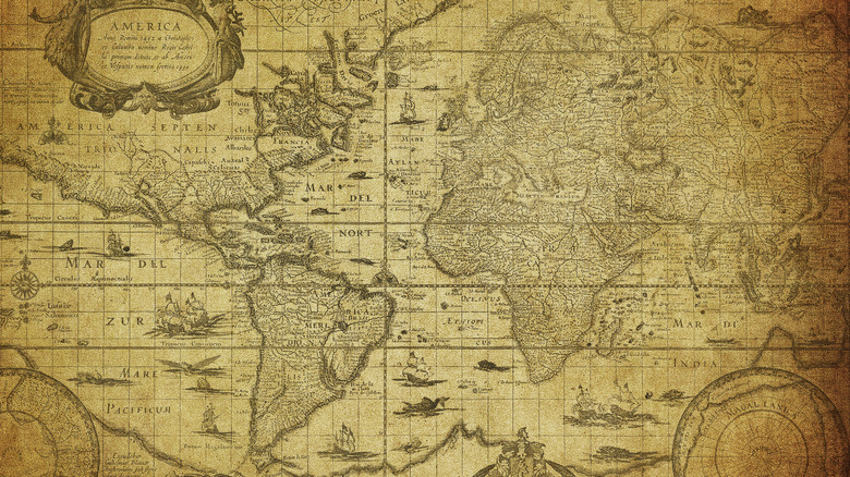old map showing atlantic ocean