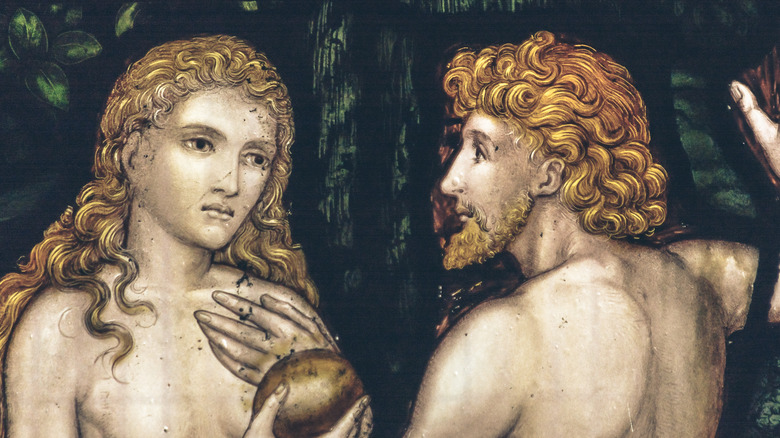 Adam and Eve stained glass art