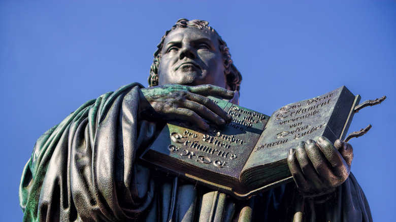 Statue of Martin Luther with Bible