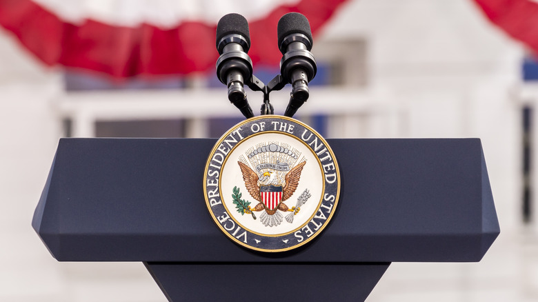 podium with U.S. Presidential Seal