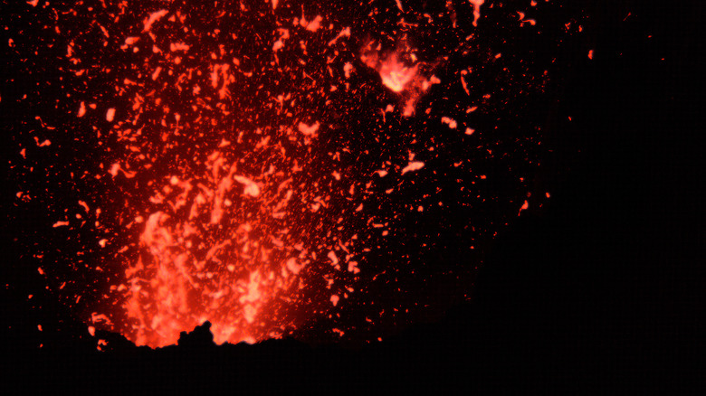 flying pieces of lava