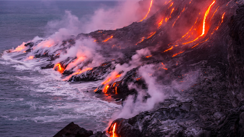 lava running into the ocean
