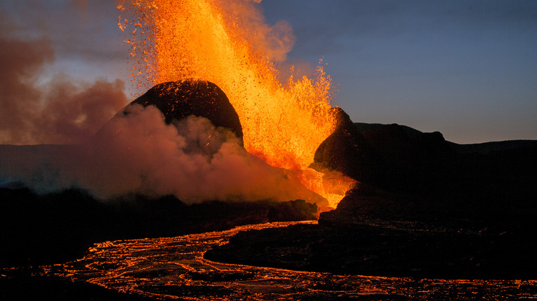 volcano spitting lava