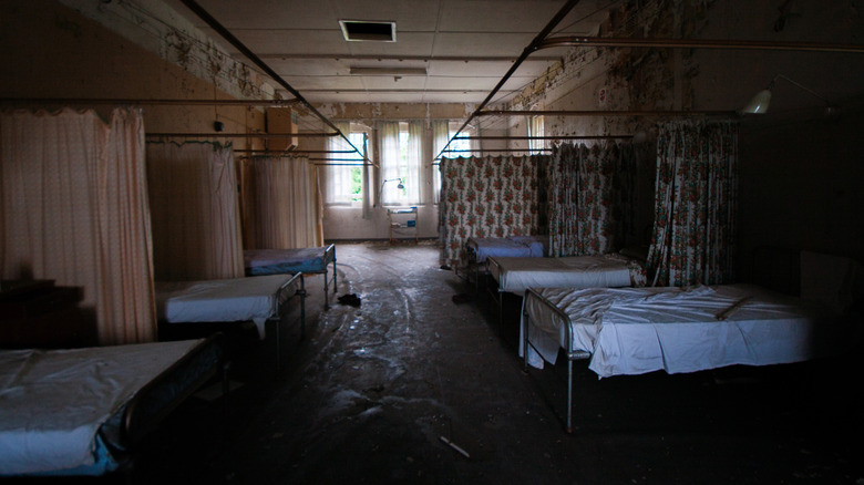 Beds at a mental institution