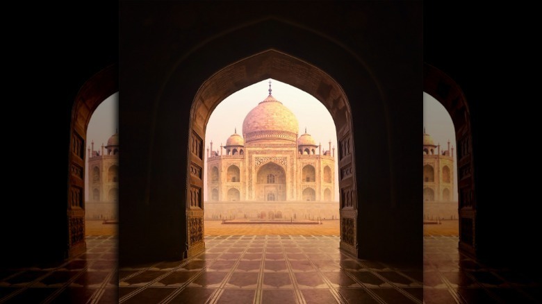 Taj Mahal framed by entry gate