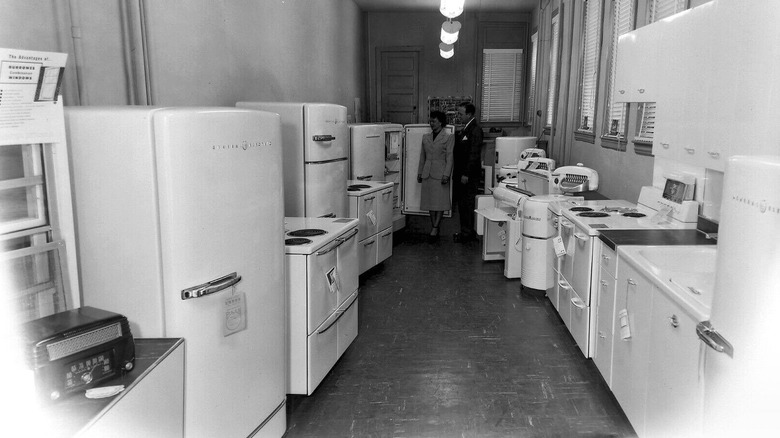 An appliances store in the 1950s