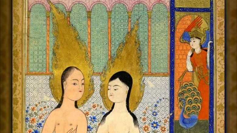 dam and Eve expelled from Paradise, from a Fal-nameh manuscript, late 16th century CE, Topkapi Palace Museum