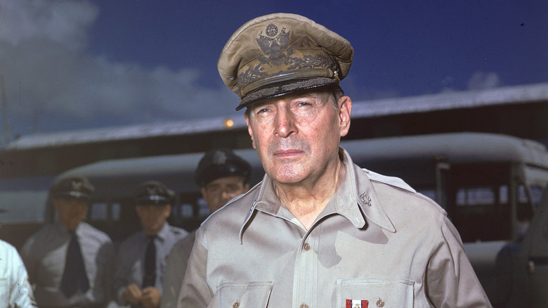 Douglas MacArthur posing in uniform