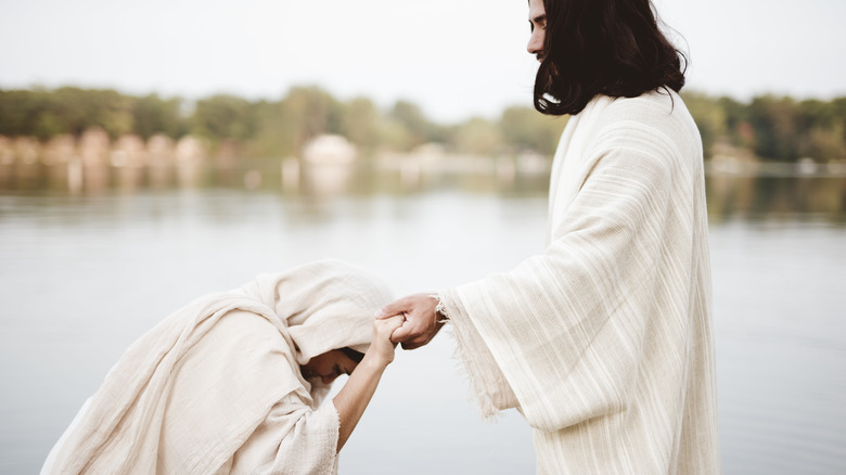 Jesus healing a woman