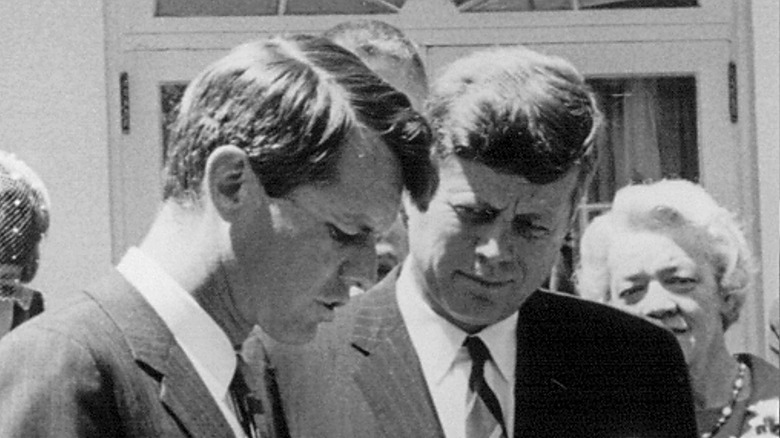 JFK and Bobby Kennedy speaking