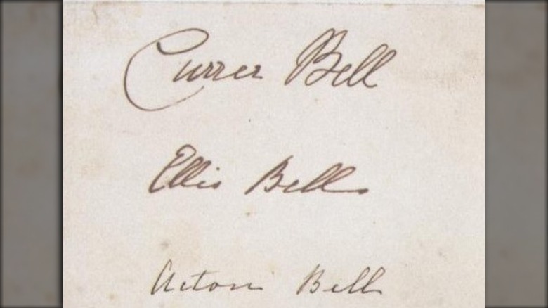 Brontë sisters' signatures as Currer, Ellis and Acton Bell