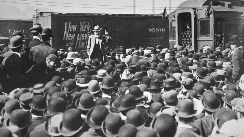 Eugene V. Debs giving a speech to a crowd