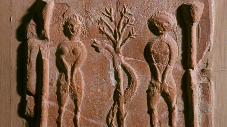 5th century rendering of the temptation of Adam and Eve