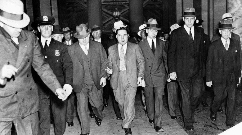 Lucky Luciano leaving court