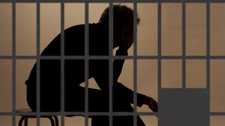 prisoner silhouette behind bars