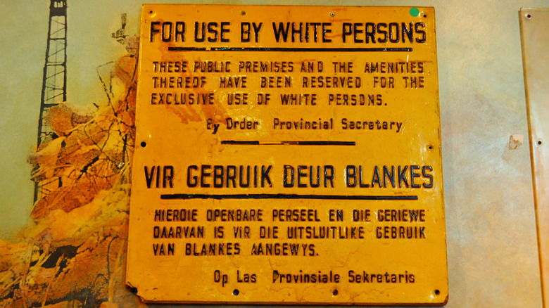 Whites only sign during apartheid