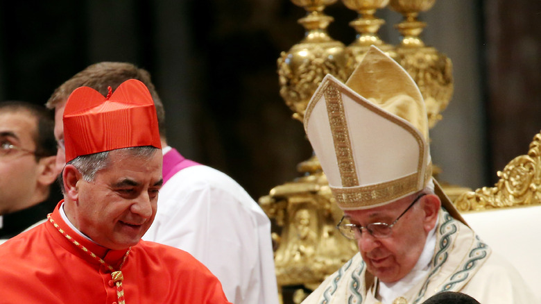 Cardinal Becciu and Pope Francis