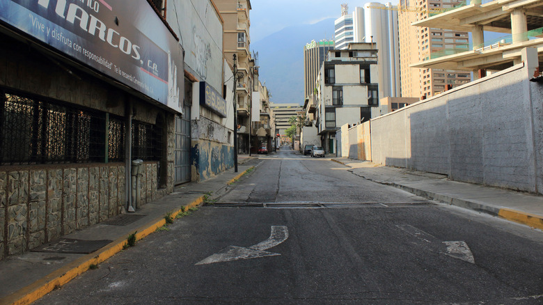 Empty road in Caracas, Venezuela 
