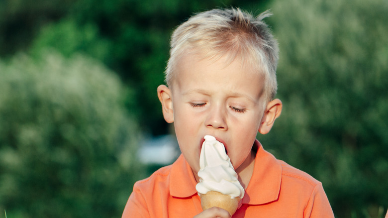 kid eating ice cream cone