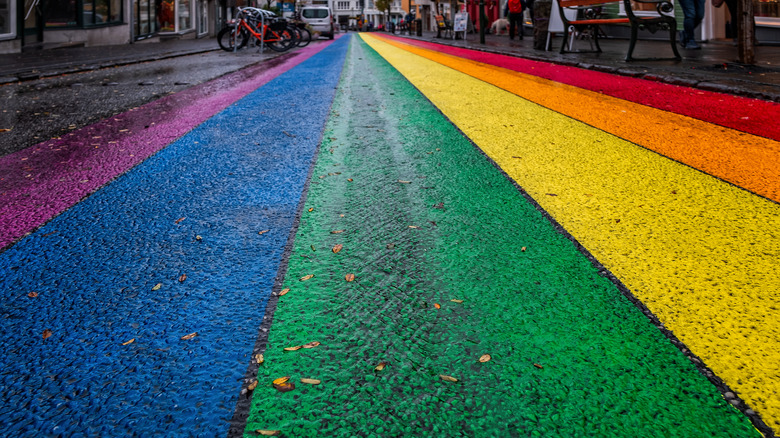 LGBTQ colors on road