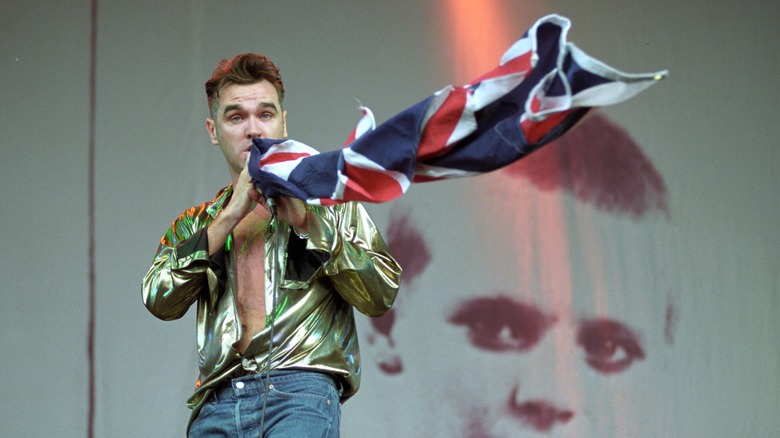 Morrissey onstage with Union Jack