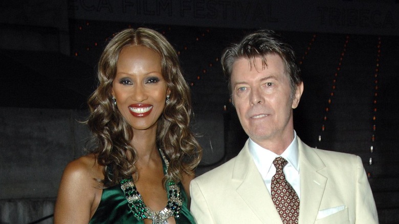 David Bowie and Iman smiling