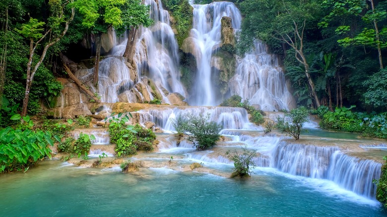 Tropical waterfall and pool