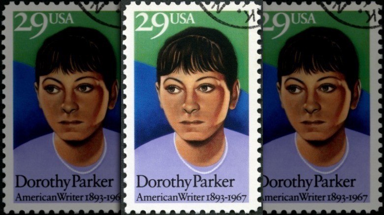 Russian postage stamp depicting Dorothy Parker