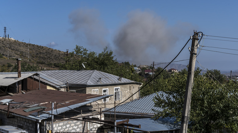Smoke in Stepanakert after shelling