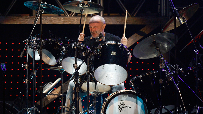 Phil Collins playing drums