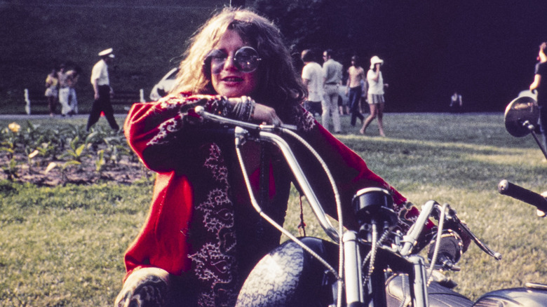 Janis Joplin on motorcycle