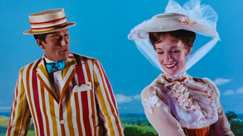 Dick Van Dyke and Julie Andrews in Mary Poppins, talking