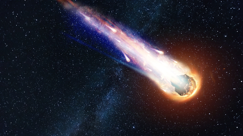 comet meteor streaking through space