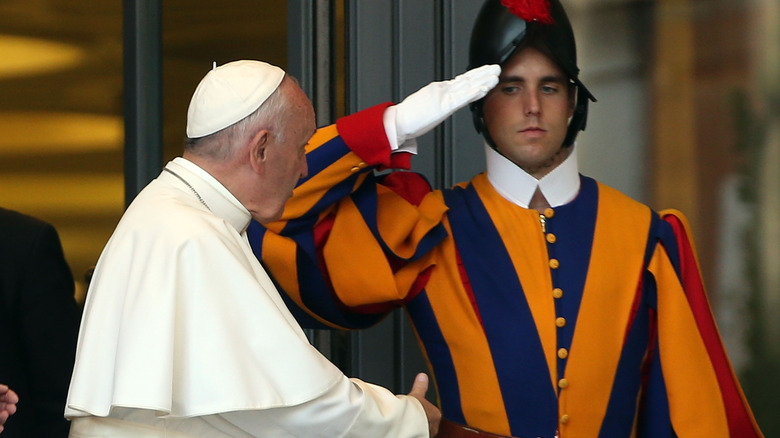 Vatican Swiss Guard with the Pope